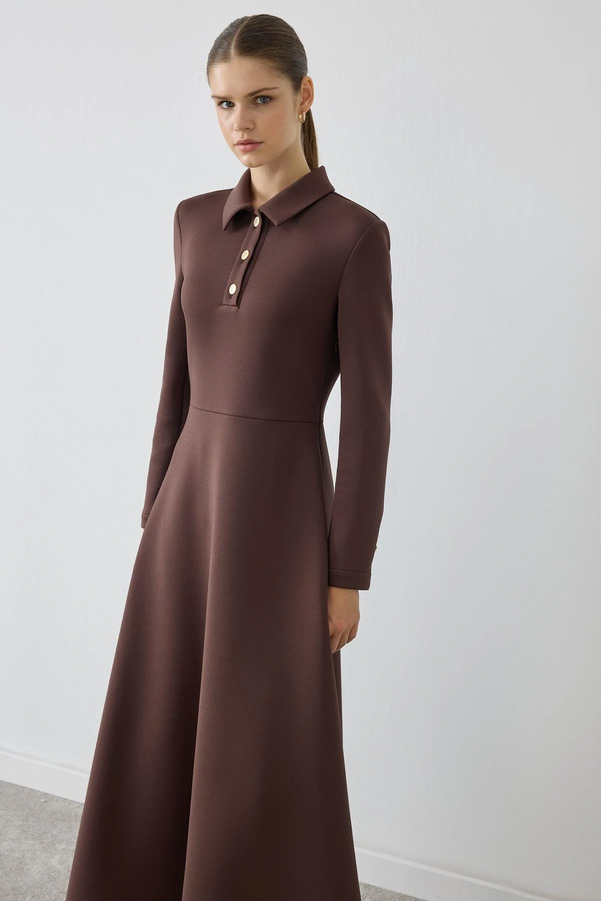 MİORİ MAJE SCUBA ELBİSE KAHVE