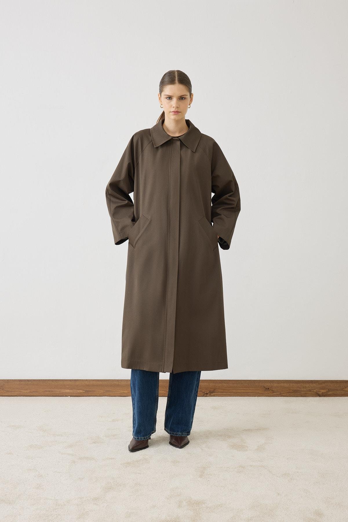 MİORİ ALERA TRENÇKOT KOYU HAKİ