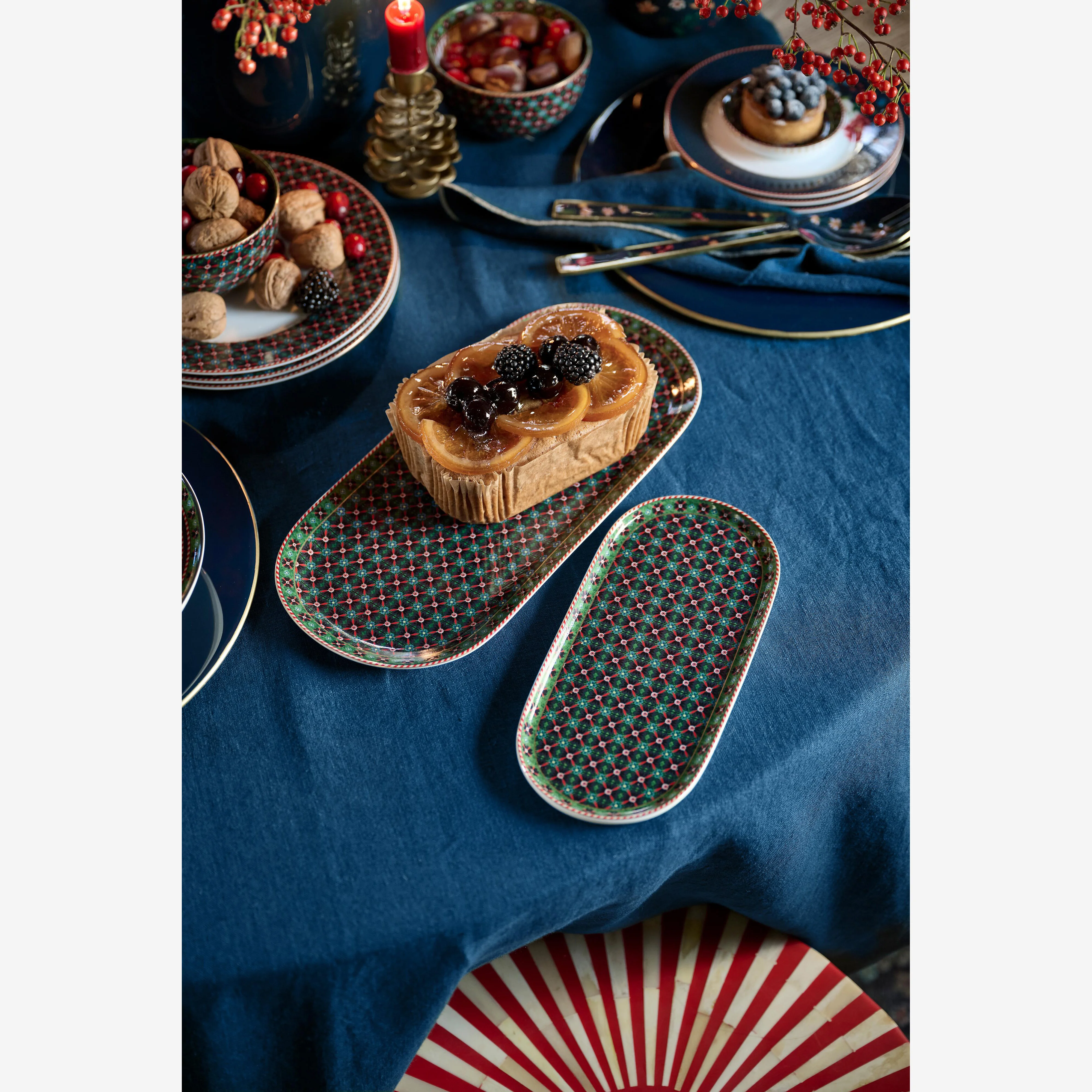 Yeşil Porselen Servis Tabağı 25 Cm Berry Blues Collection by Pip Studio