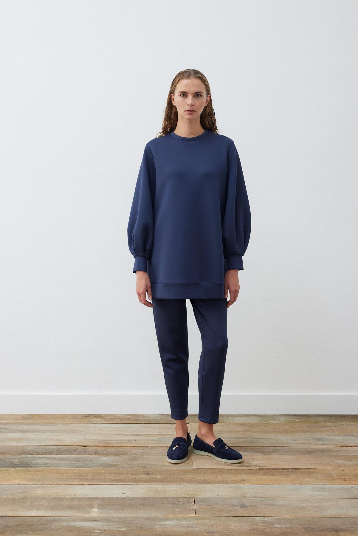 CAROL SCUBA PUF TUNİK LACİVERT