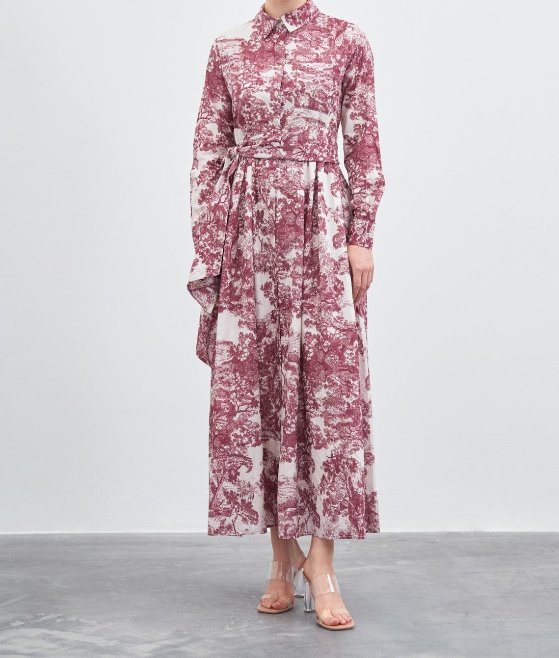 LADY DESENLİ VUAL ELBİSE BORDO