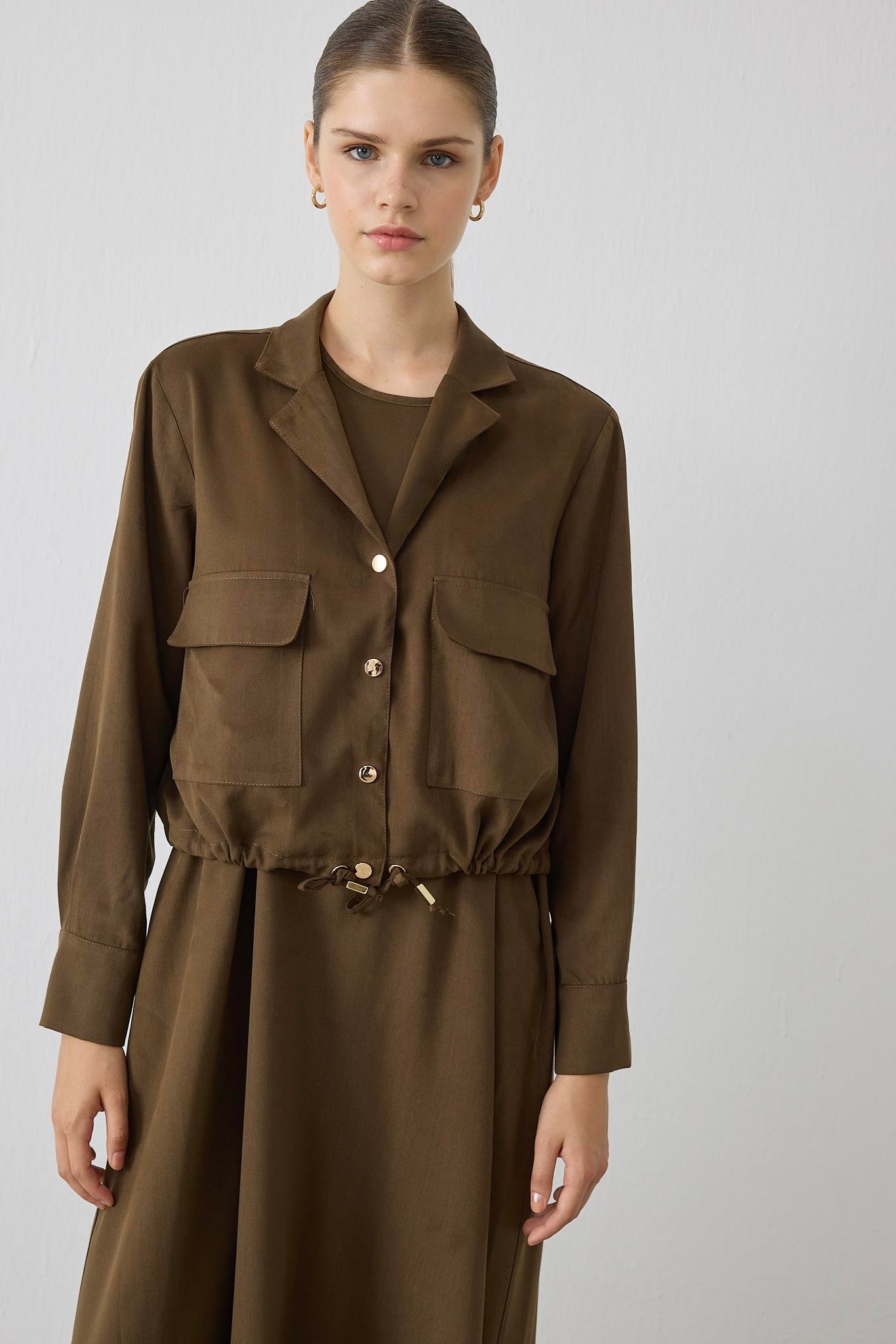 MİORİ ROME TENSEL CEKET ELBİSE HAKİ