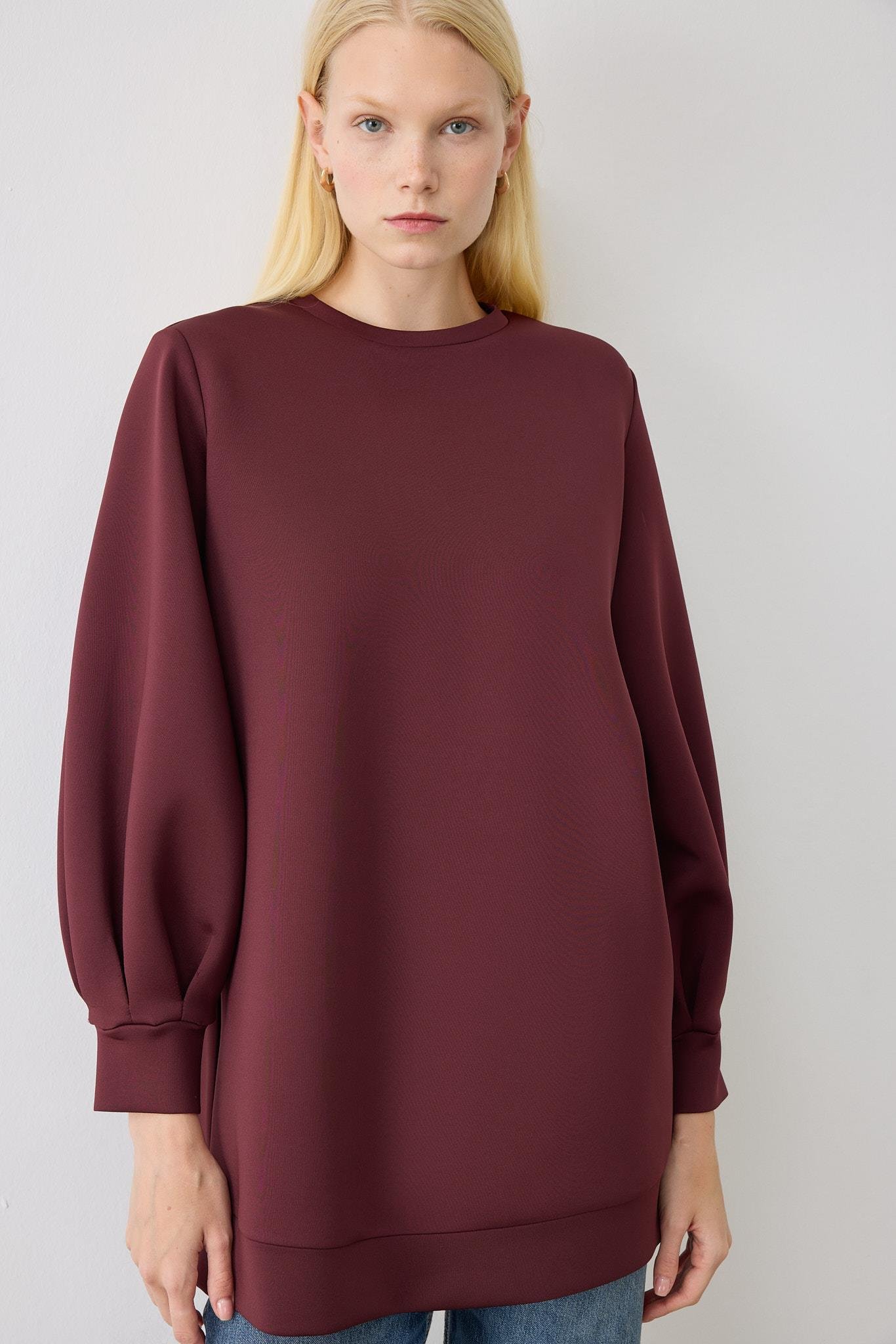 CAROL SCUBA PUF TUNİK BORDO