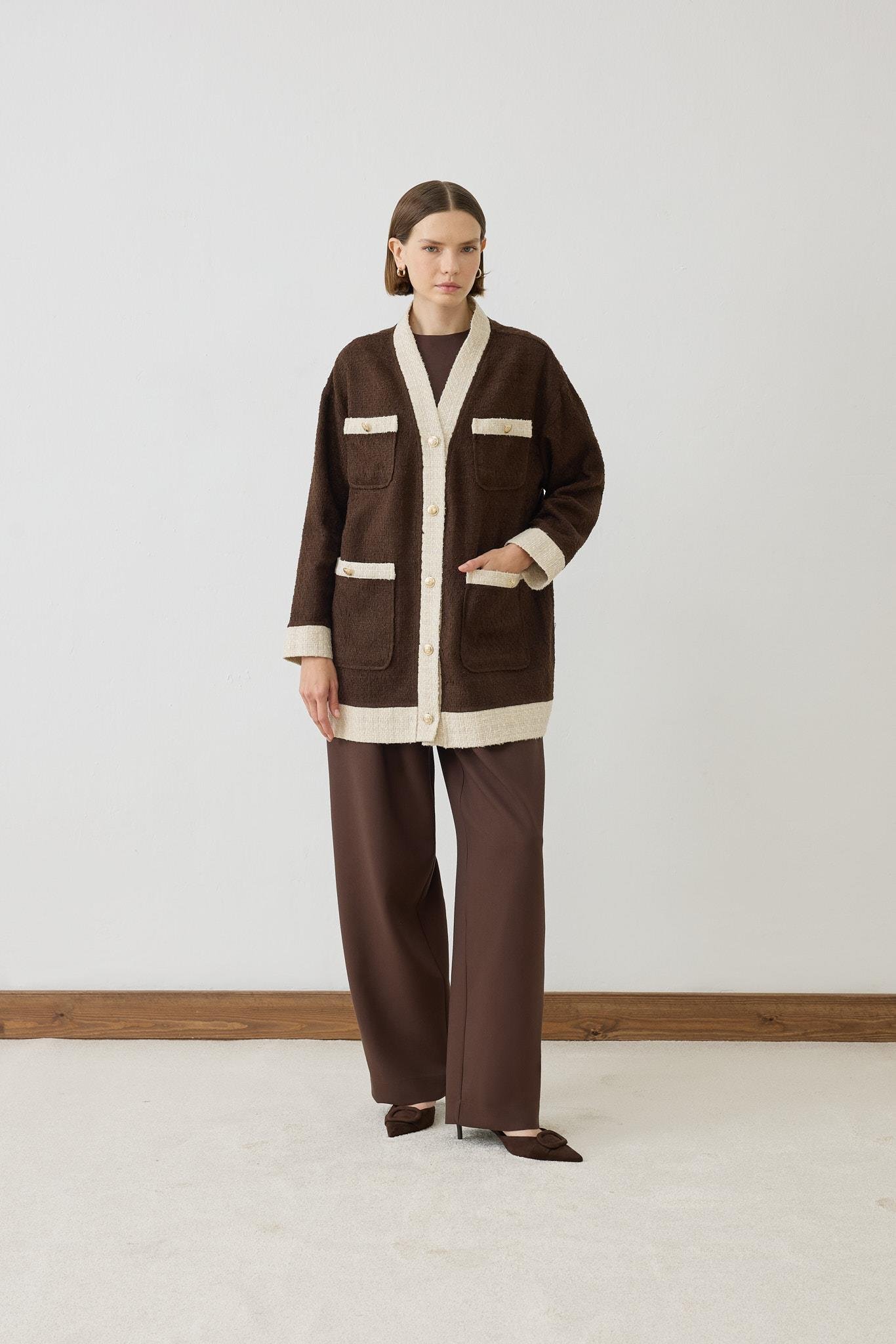 DUE 2 RENK TUVİT KOLEJ HIRKA KAHVE