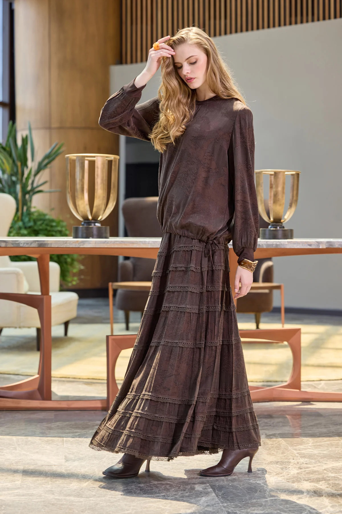 Cupro Dantelli Etek Takım