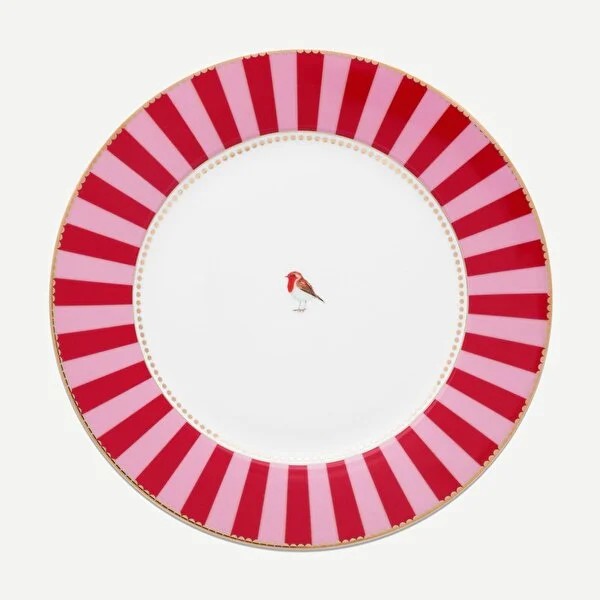 Kırmızı Pembe Porselen Yemek Tabağı 26,5 Cm Love Birds Collection by Pip Studio