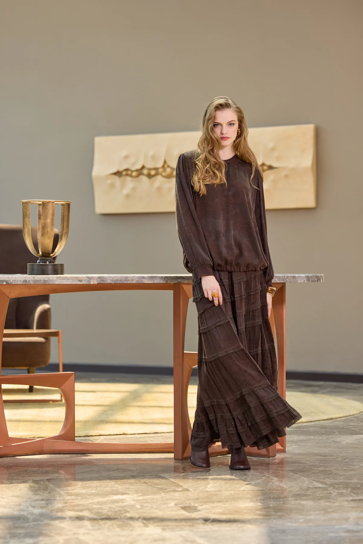 Cupro Dantelli Etek Takım