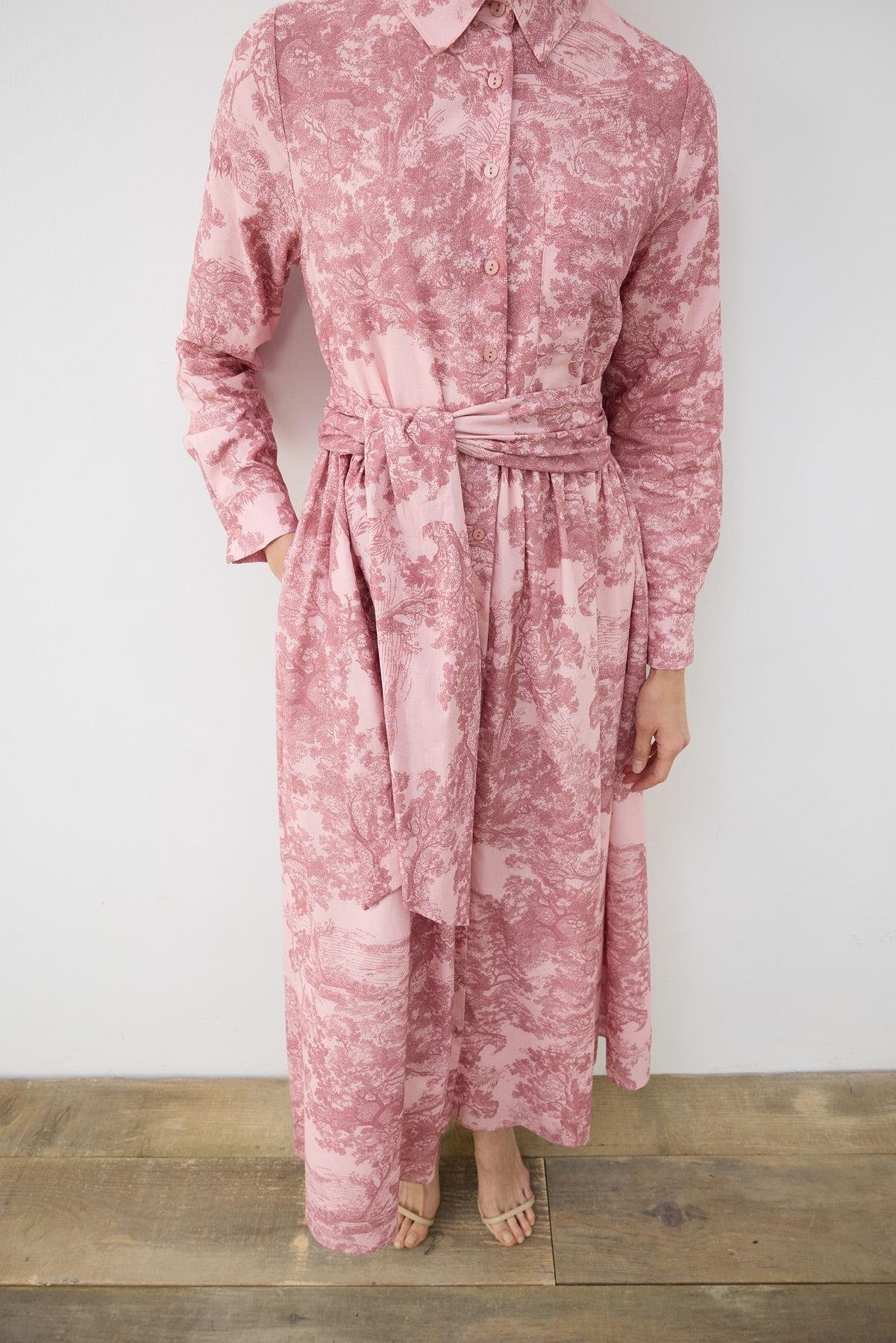 LADY DESENLİ VUAL ELBİSE PEMBE