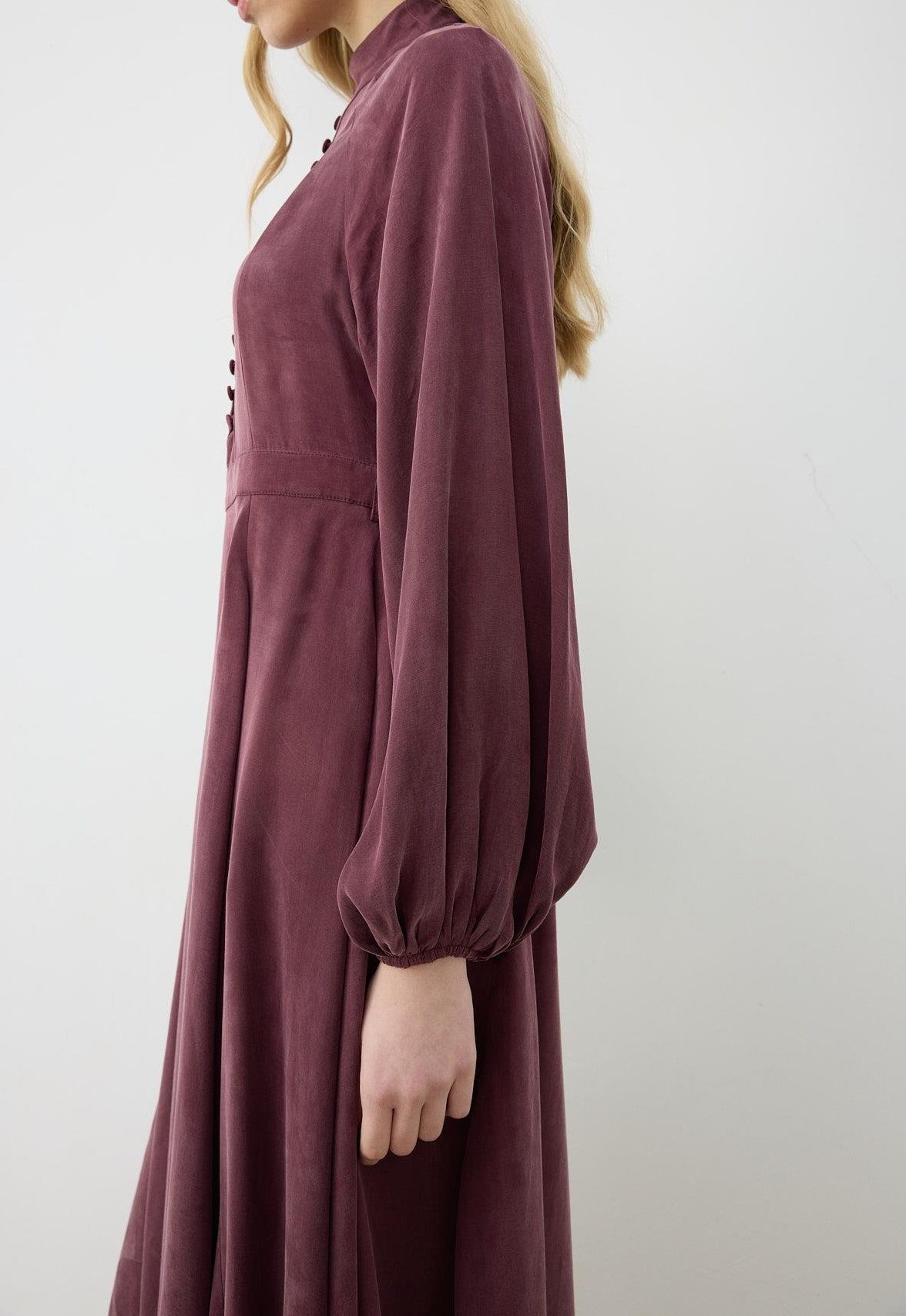 GLORIA YARIM BRİTLİ ELBİSE BORDO