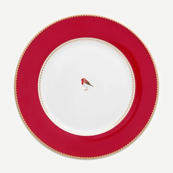 Kırmızı Porselen Yemek Tabağı 26,5 Cm Love Birds Collection by Pip Studio