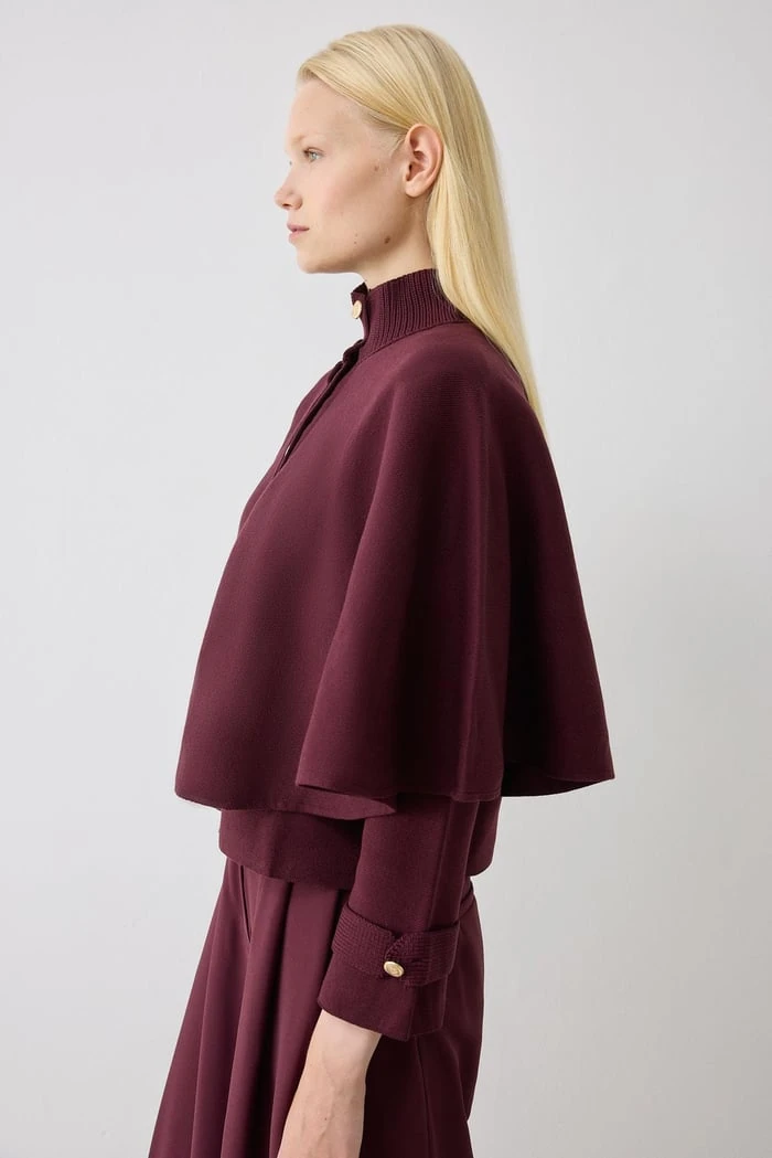 DAPHNE ÇELİK ÖRME TRİKO PELERİN KAP BORDO