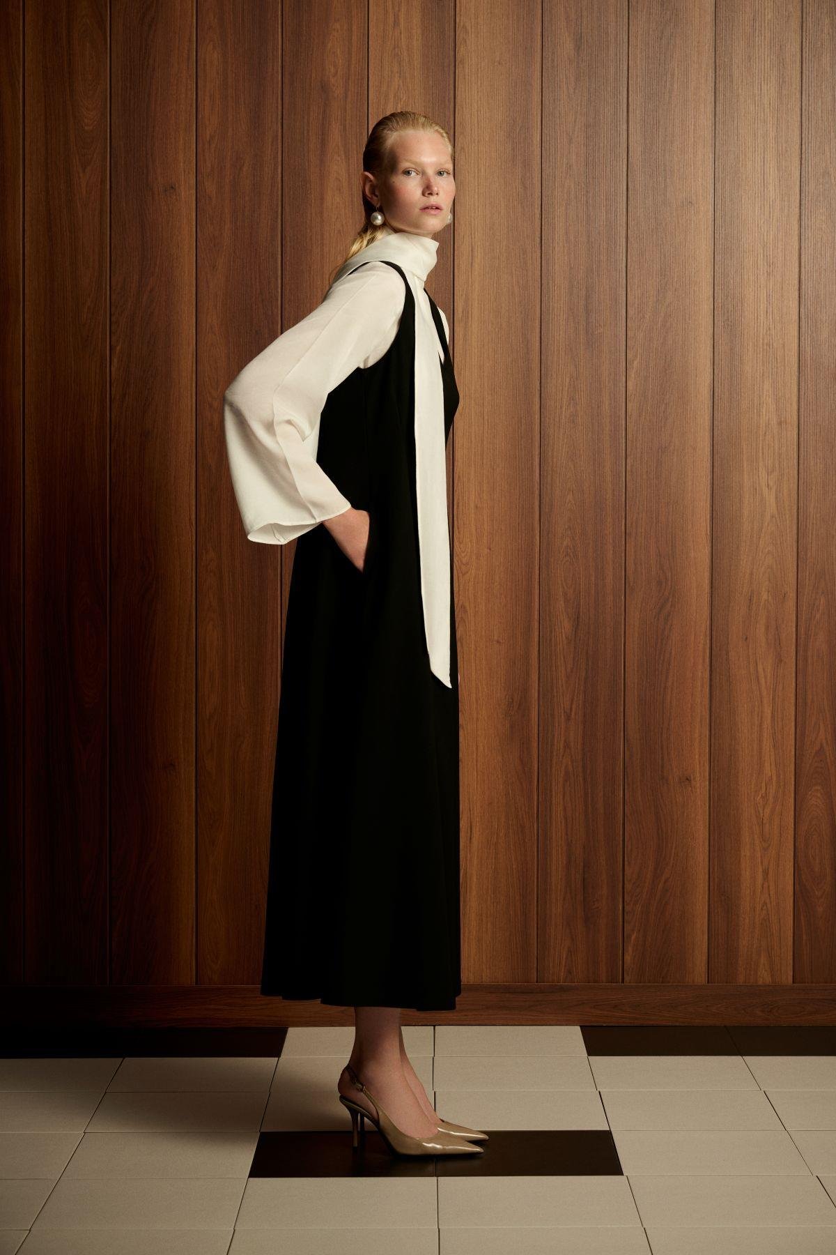 ARLES KREP JİLE-BLUZ TAKIM SİYAH