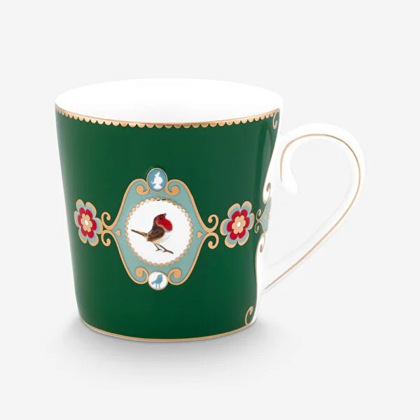 Koyu Yeşil Porselen Kupa 250 Ml Love Birds Collection by Pip Studio