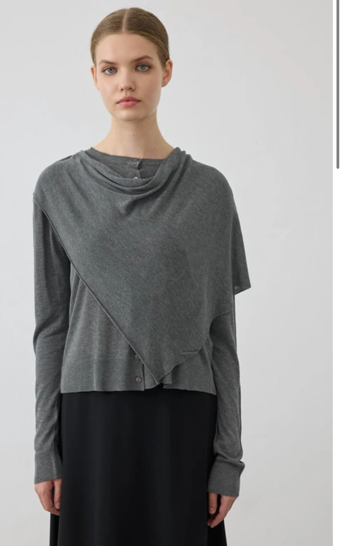 DOREN ŞAL DETAYLI TRİKO MERSERİZE HIRKA GRİ MELANJ