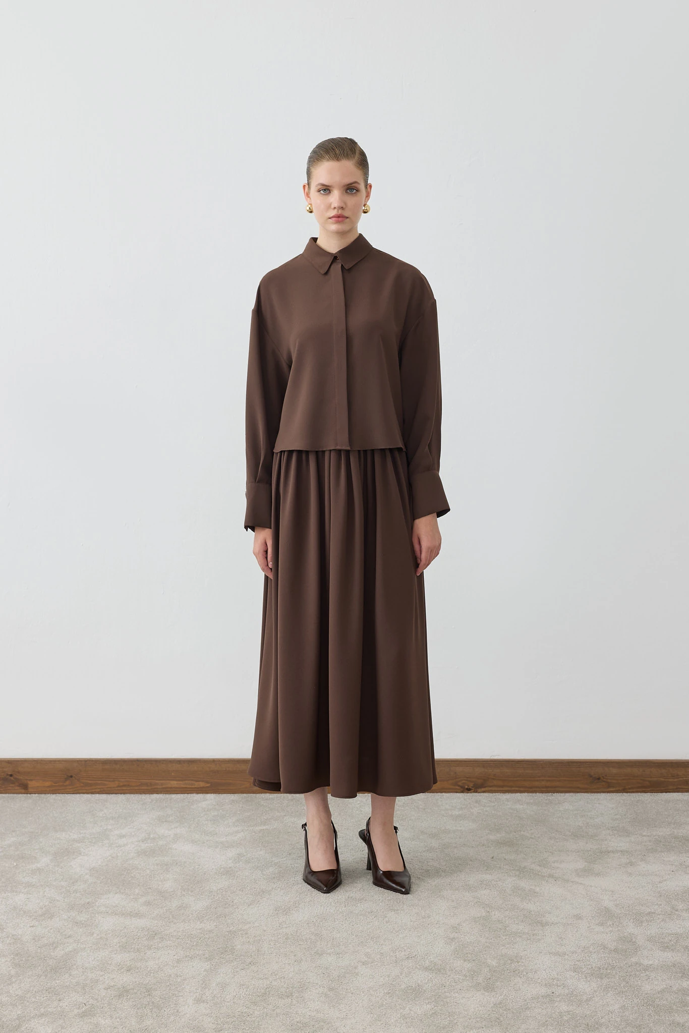 MİORİ LİNZA PLİSE GÖMLEKLİ ETEKLİ KREP TAKIM 