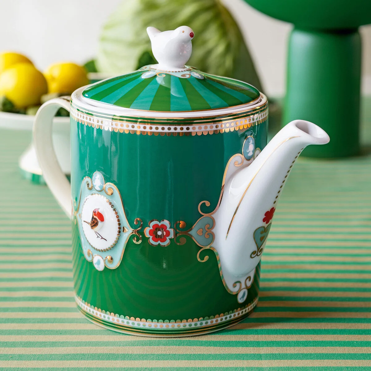 Yeşil Porselen Demlik 1300 Ml Love Birds Collection by Pip Studio