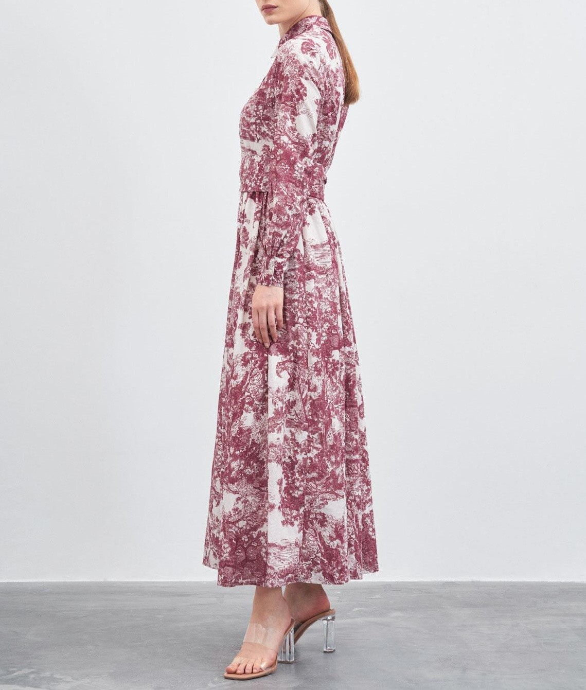 LADY DESENLİ VUAL ELBİSE BORDO