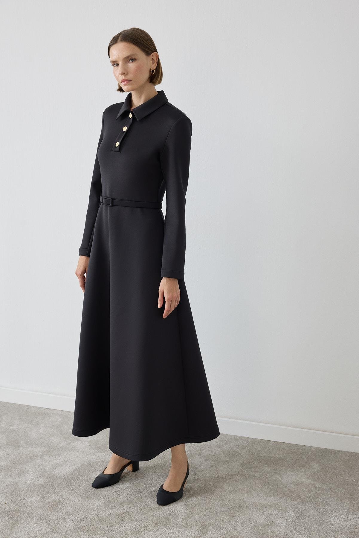 MİORİ MAJE SCUBA ELBİSE SİYAH