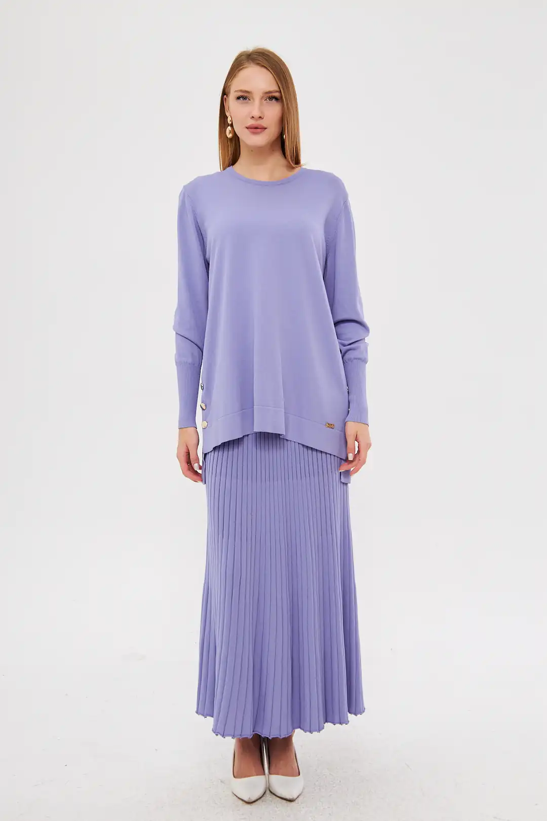 Triko Rayon Soğuk İplik Asmin Etek Lila