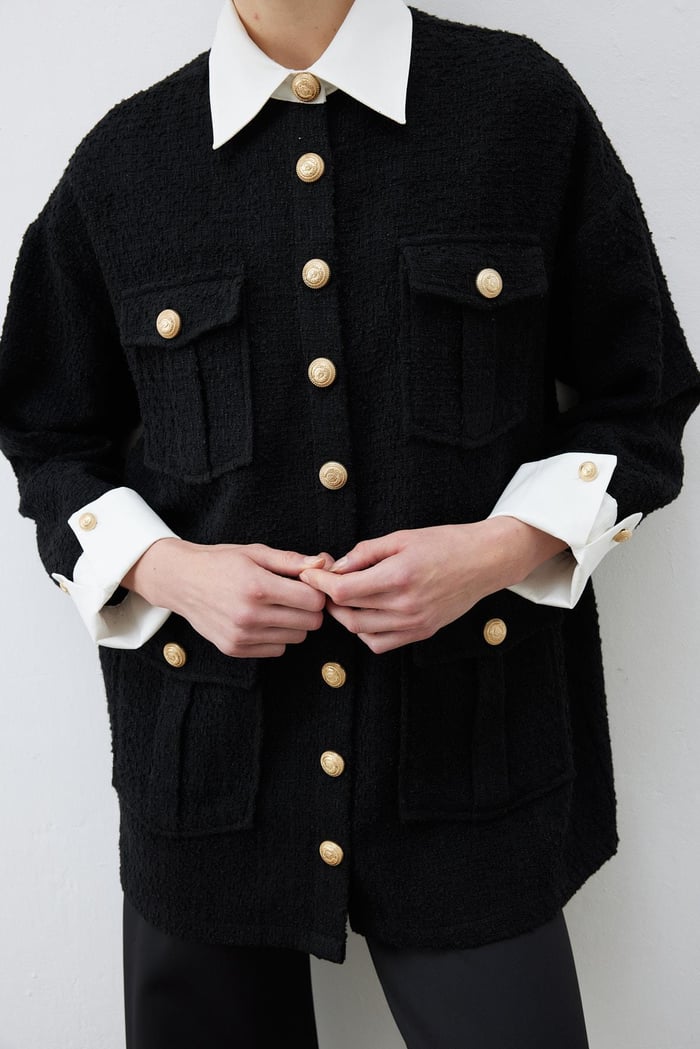 MOON GÖMLEK DETAYLI TUVİT CEKET SİYAH