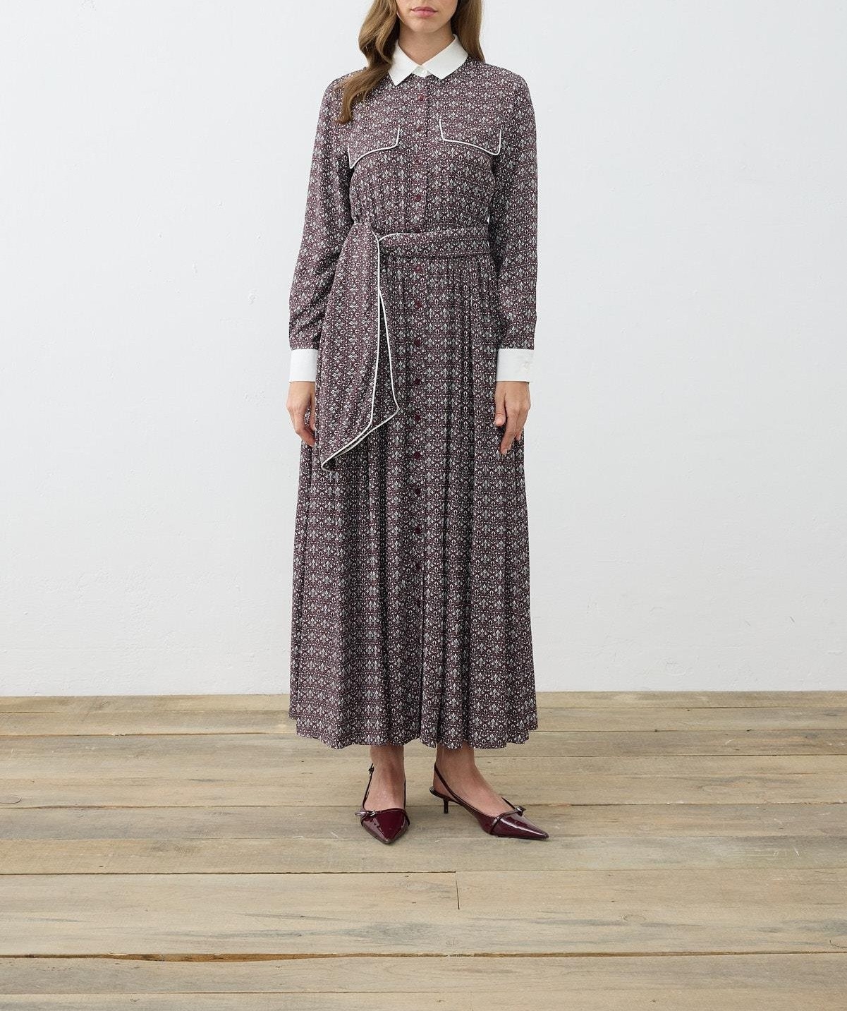 MİORİ DOVE RAYON VİSKON ELBİSE BORDO