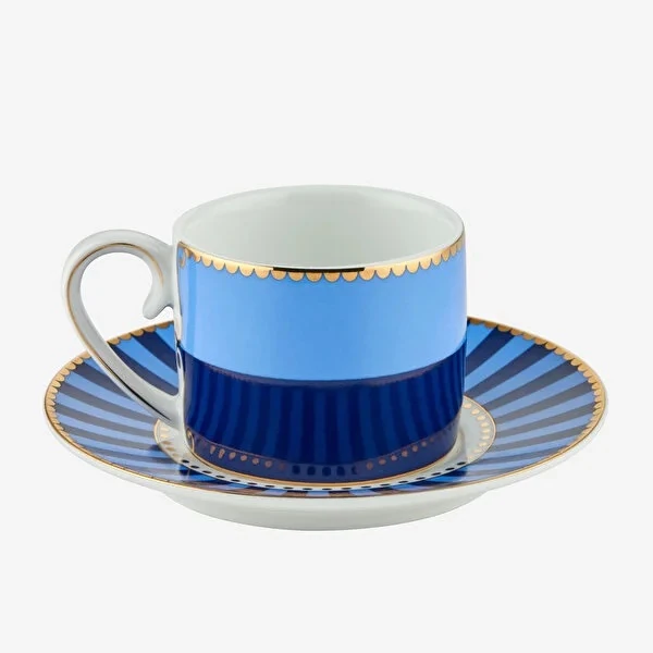 Pip Studio Love Birds Madalyon 2 Renkli MAVİ Kuşlu Kahve Fincanı 125 ml