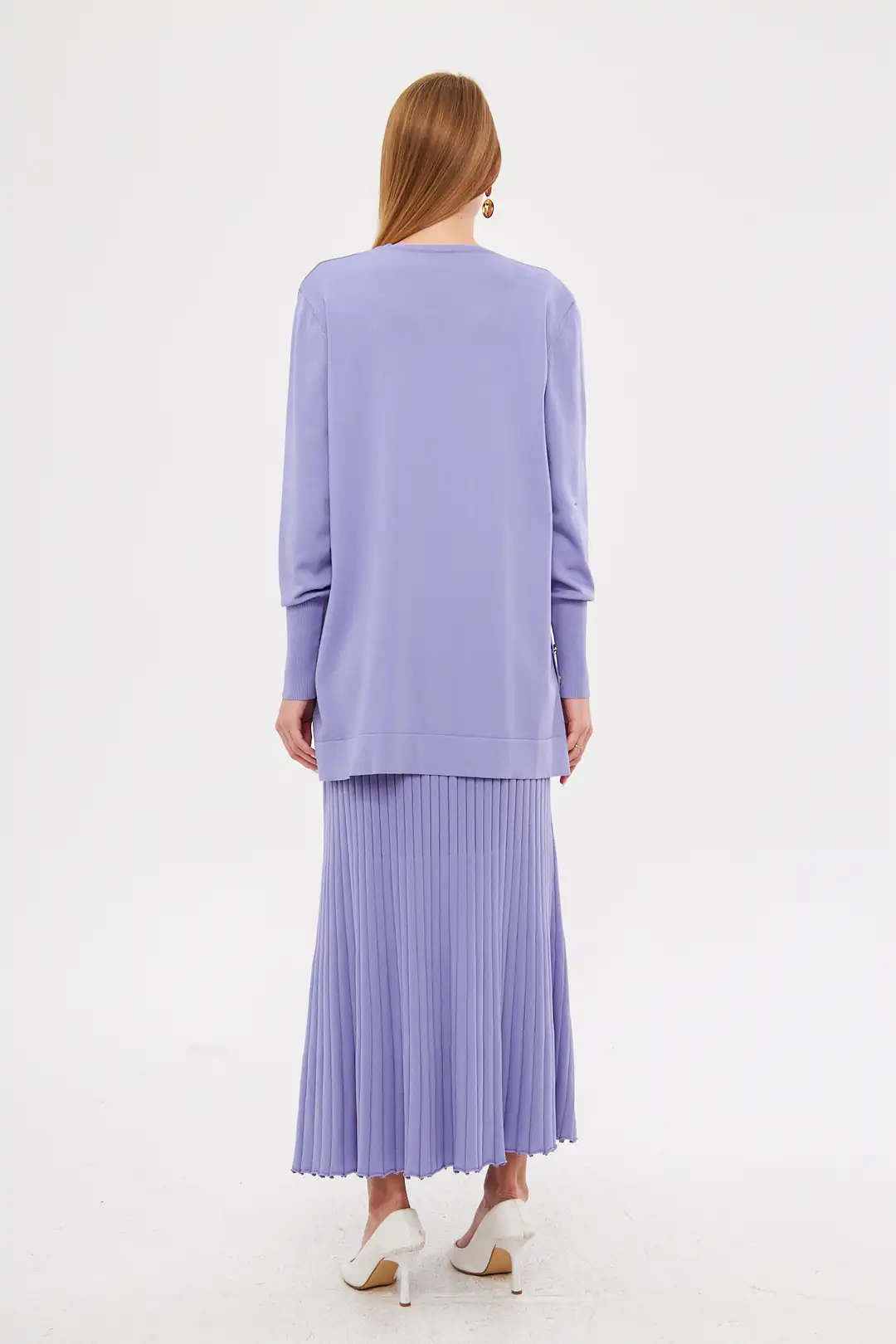 Triko Rayon Soğuk İplik Asmin Etek Lila