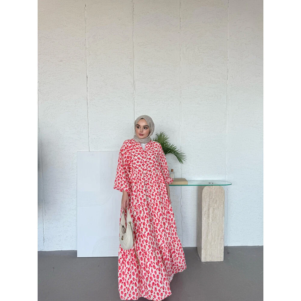 Mania Kiraz Desenli Elbise