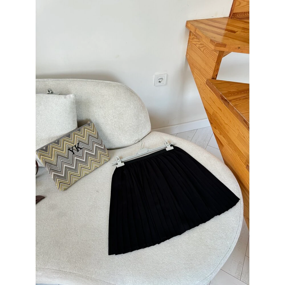 Pileli Etek İçlik Siyah