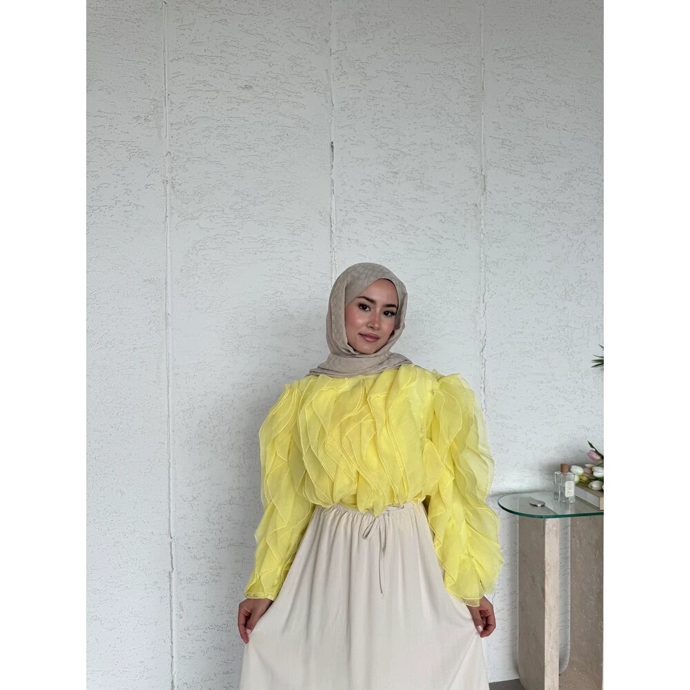 Fırfırlı Laide Bluz Sarı