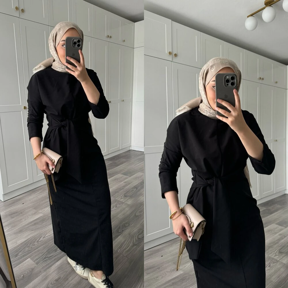 Bağlamalı Elbise Siyah