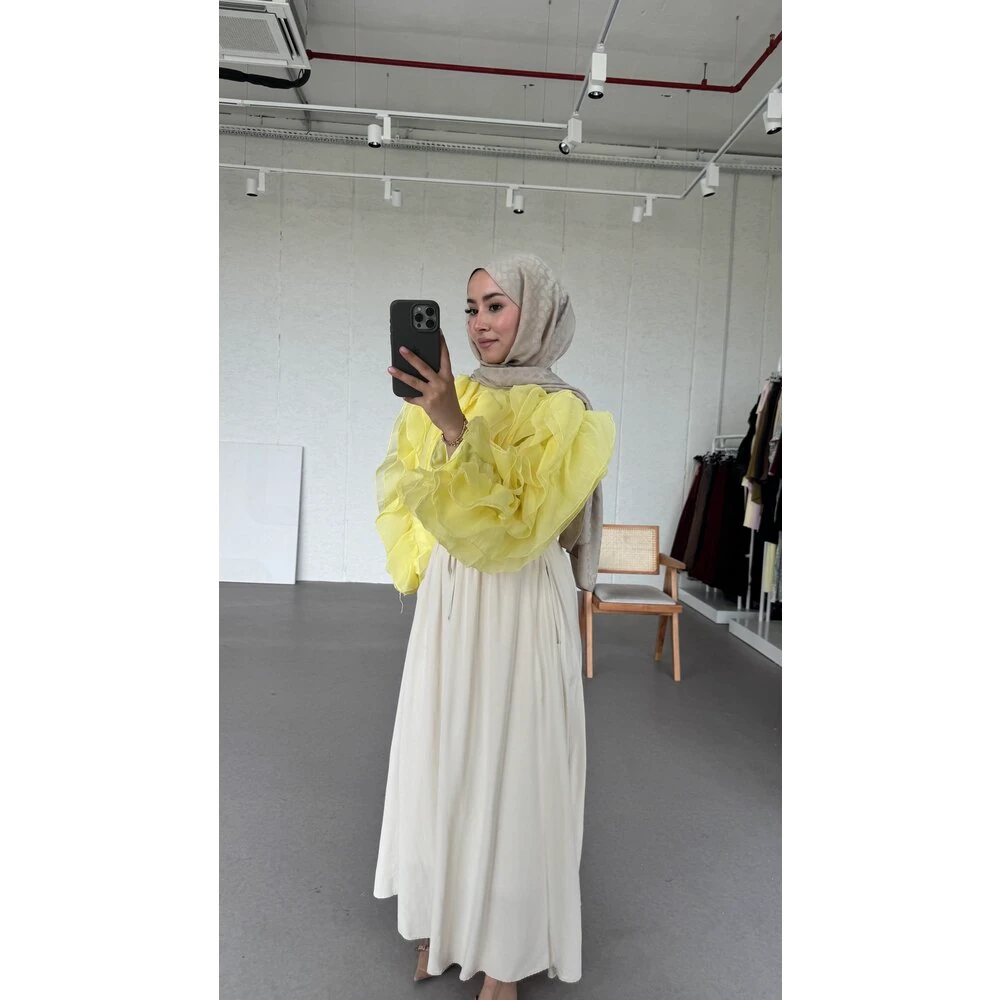 Fırfırlı Laide Bluz Sarı