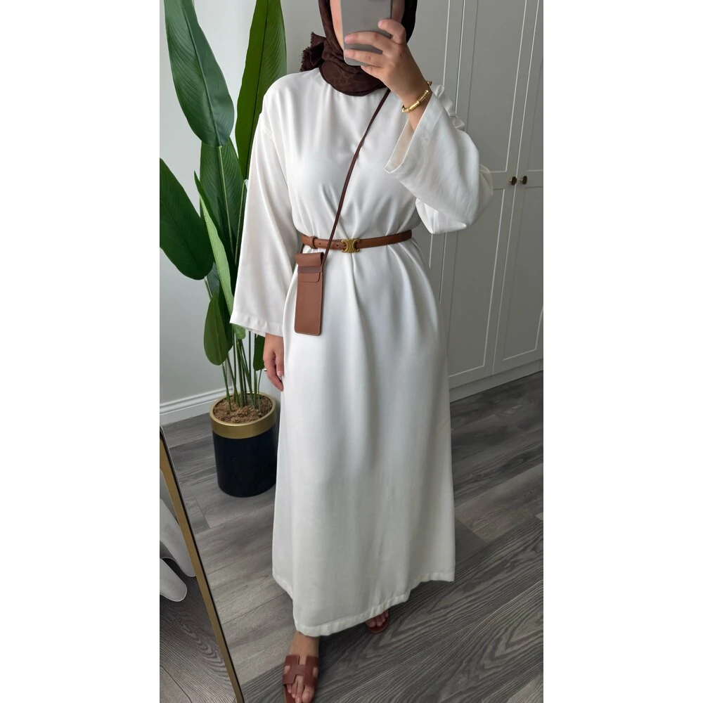 Basic Modal Tensel Elbise Beyaz