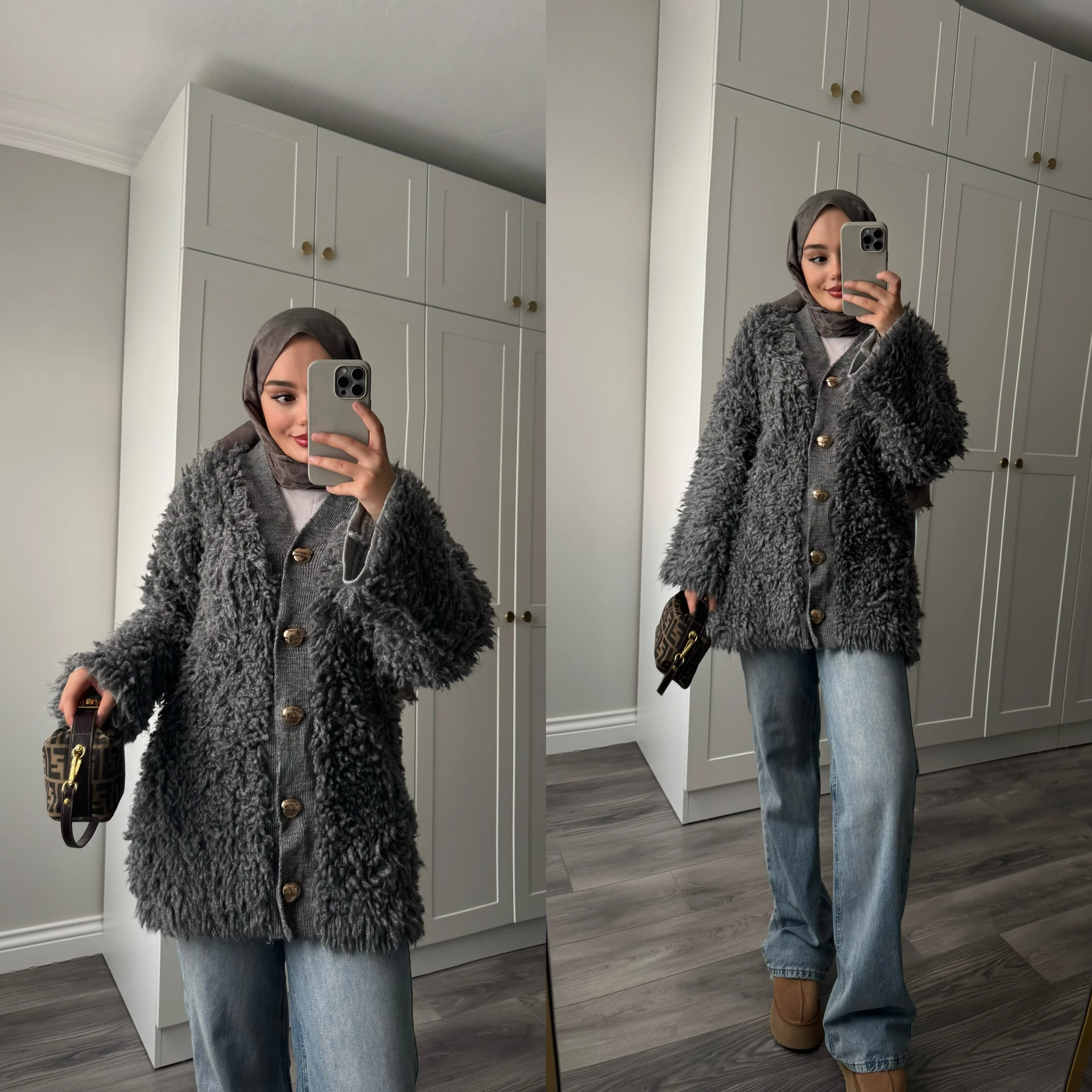 Saçaklı Premium Hırka Gri 