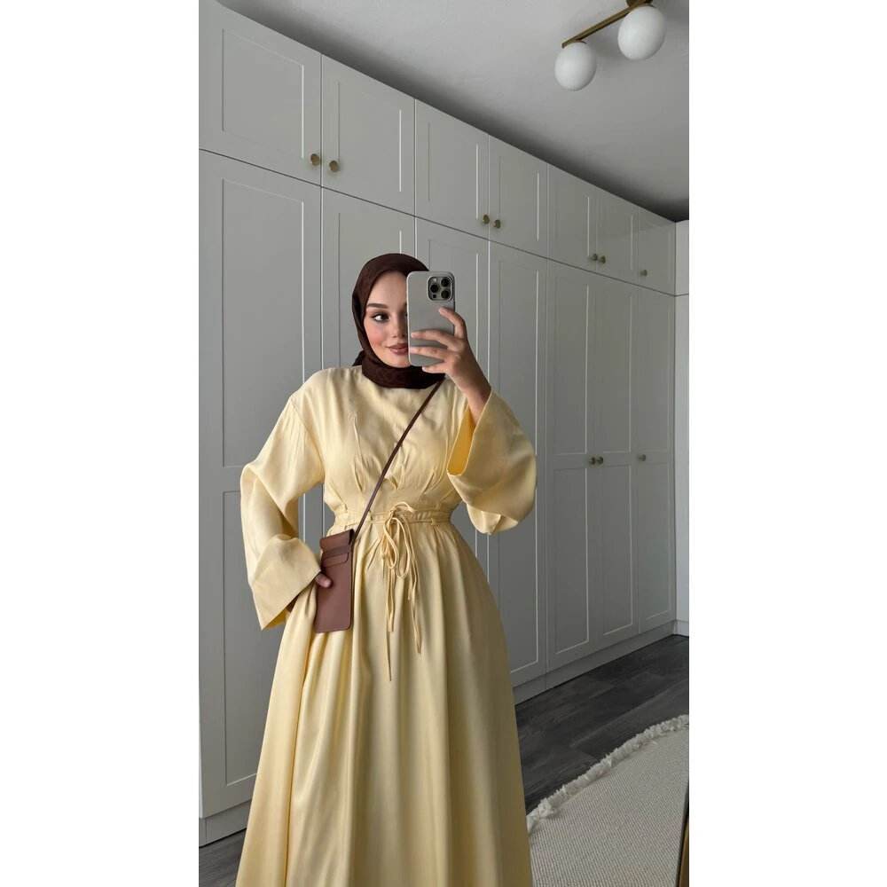 Talia Tensel Elbise Tereyağ Sarısı