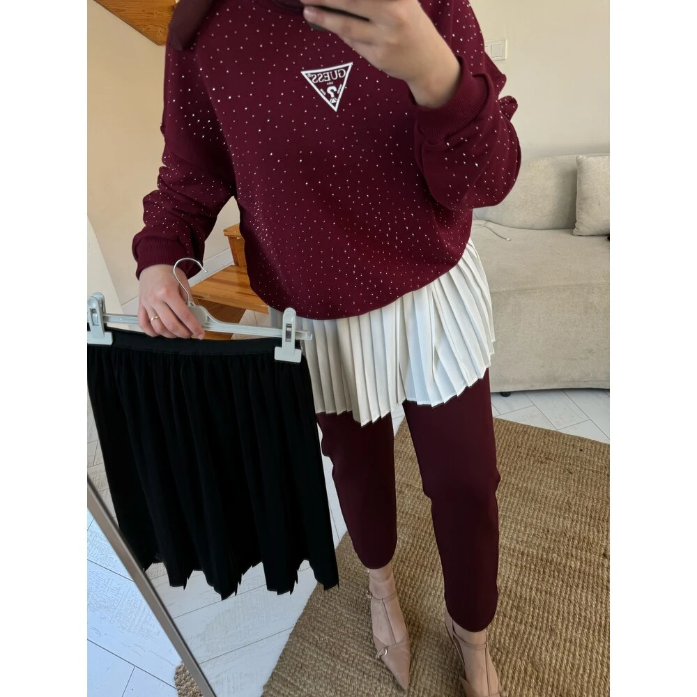 Pileli Etek İçlik Siyah