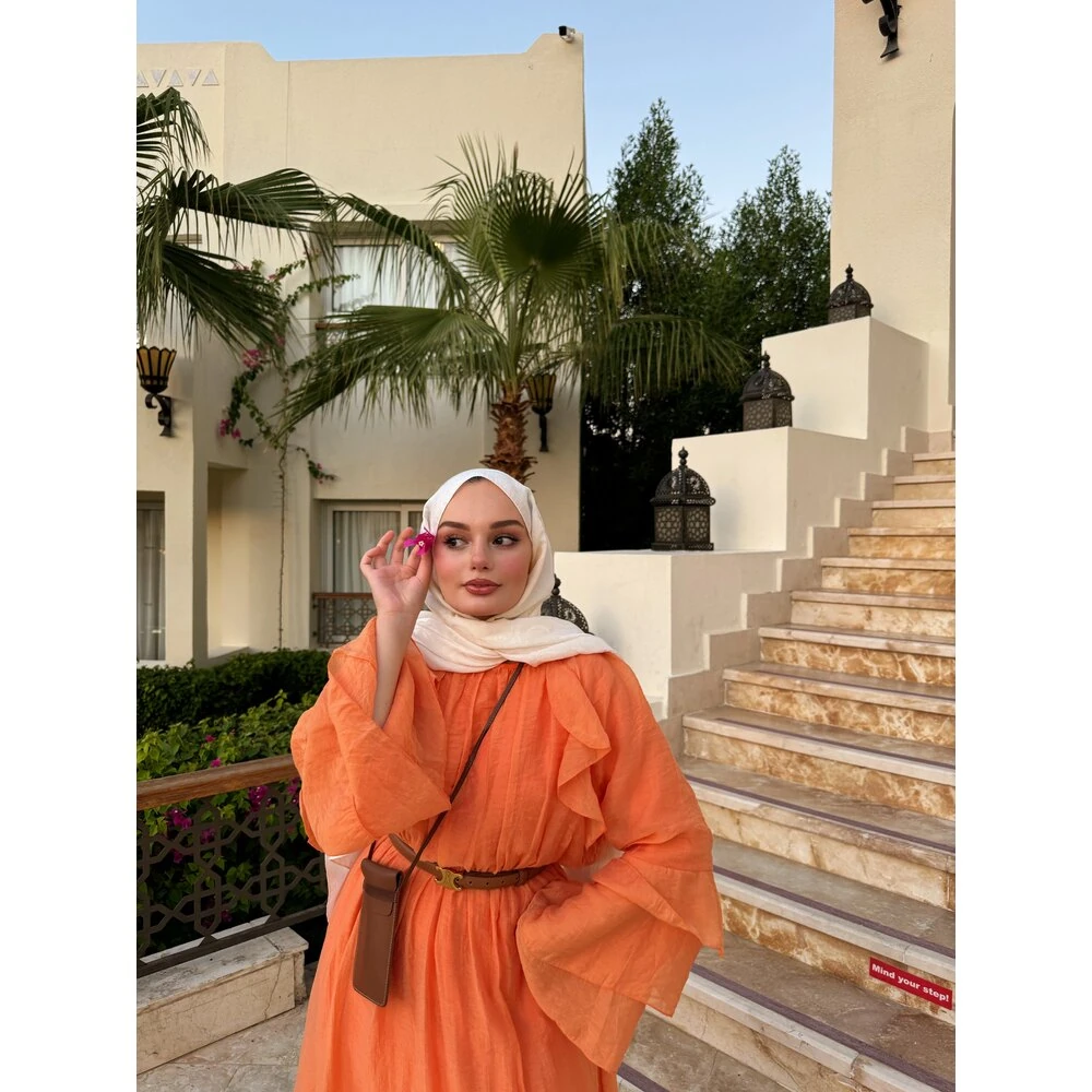 Shane Astarlı Elbise Turuncu