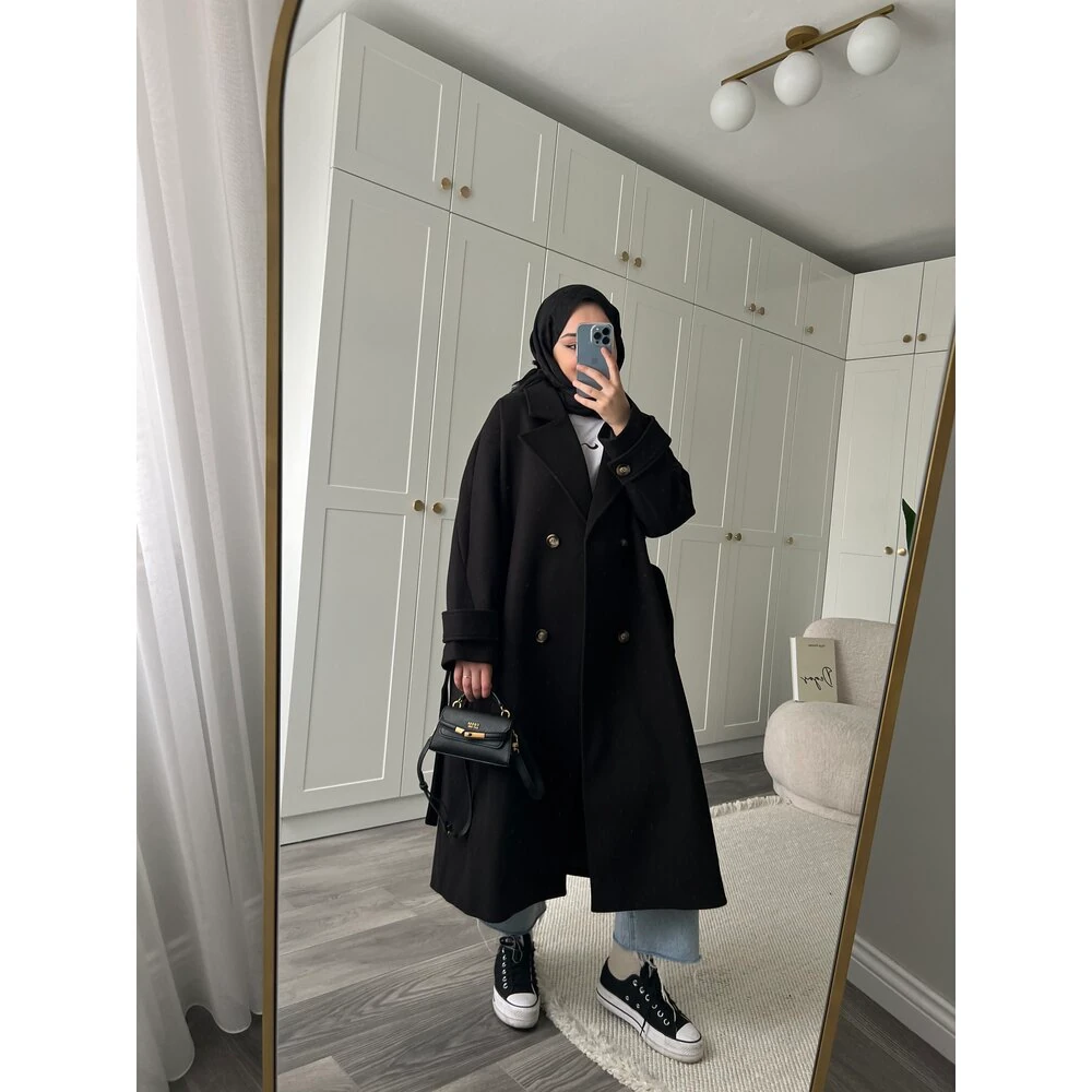 Premium Kaşe Kaban Siyah