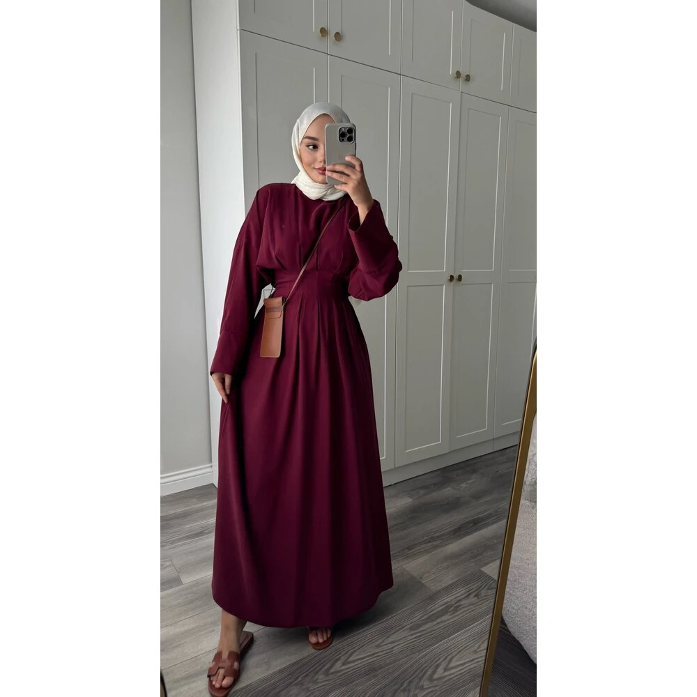 Kuğu Mevsimlik Elbise Bordo