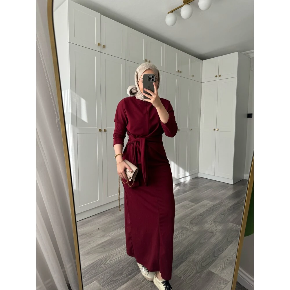 Bağlamalı Elbise Bordo