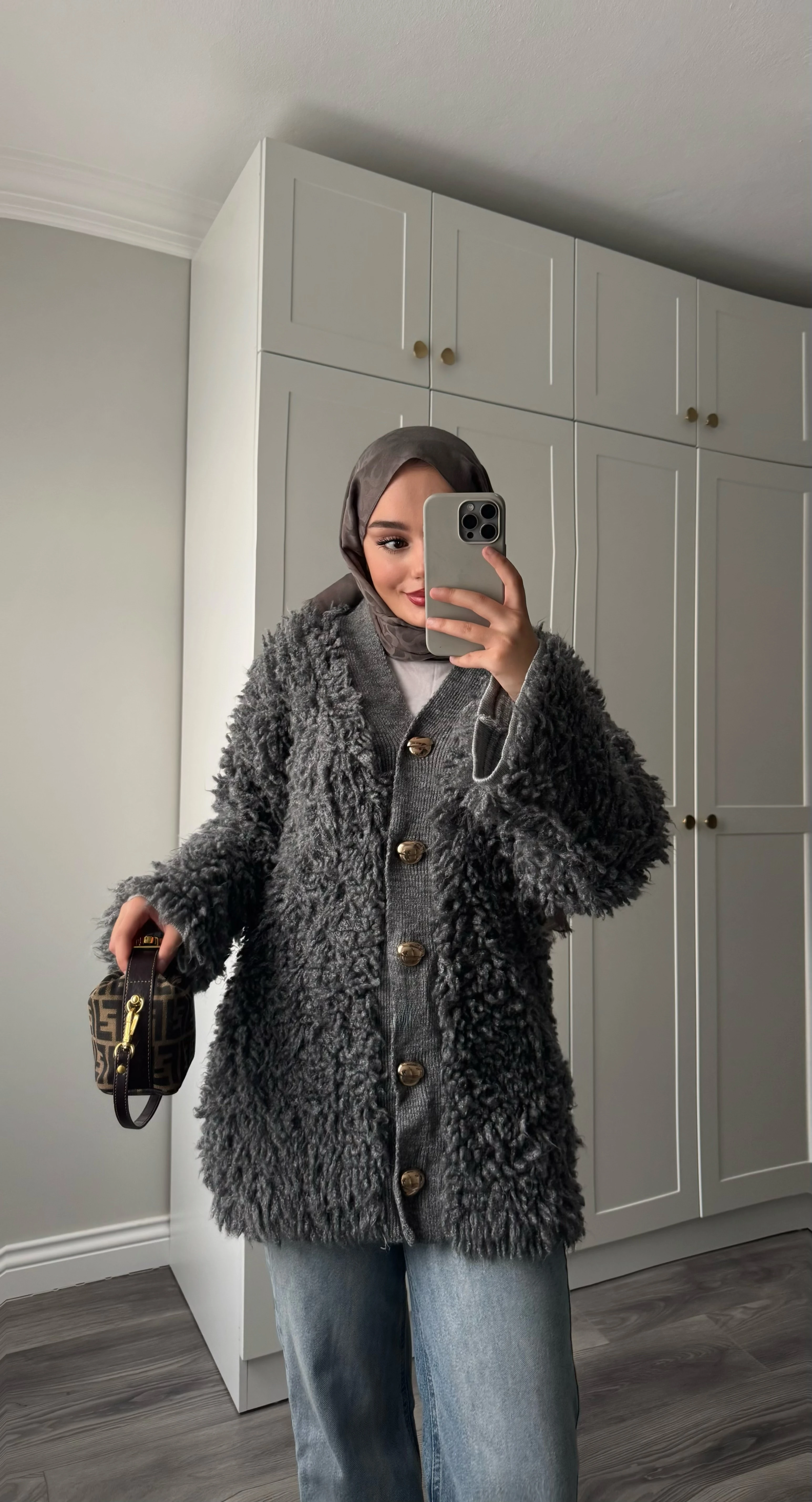 Saçaklı Premium Hırka Gri 