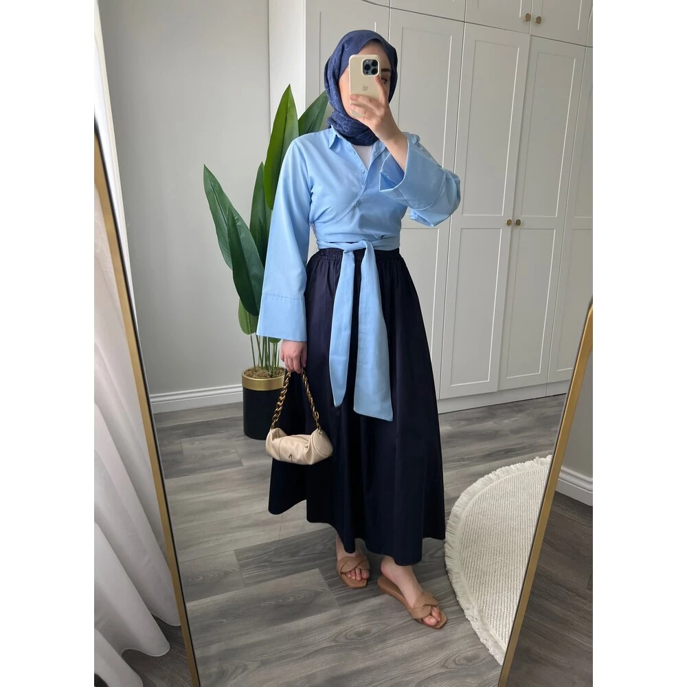 Beli Lastikli Etek Lacivert