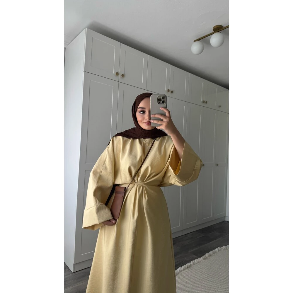 Manolya Tensel Elbise Tereyağ Sarısı