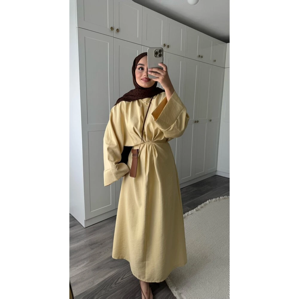 Manolya Tensel Elbise Tereyağ Sarısı