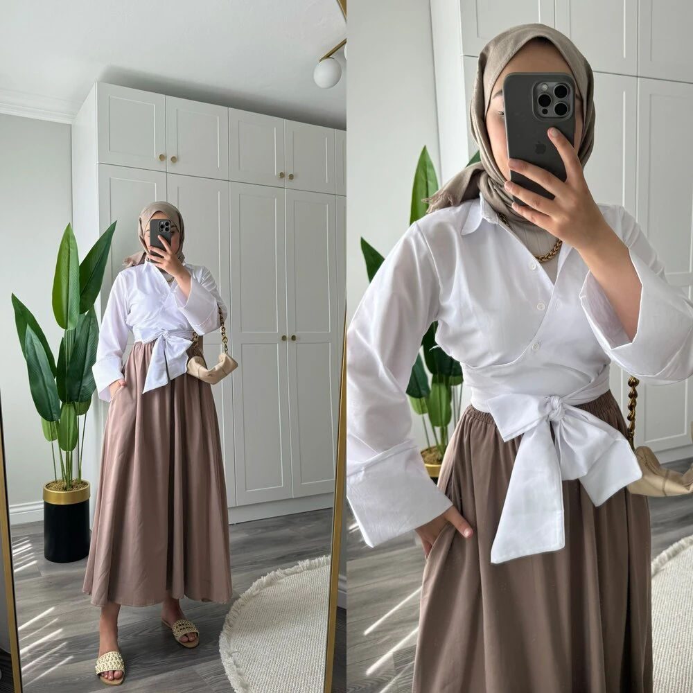 Bağlamalı Bluz Beyaz