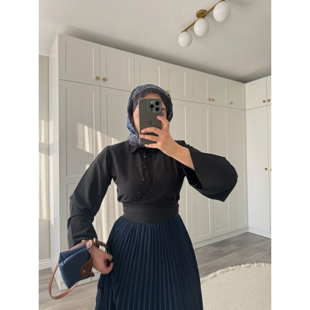 Bağlamalı Bluz Siyah