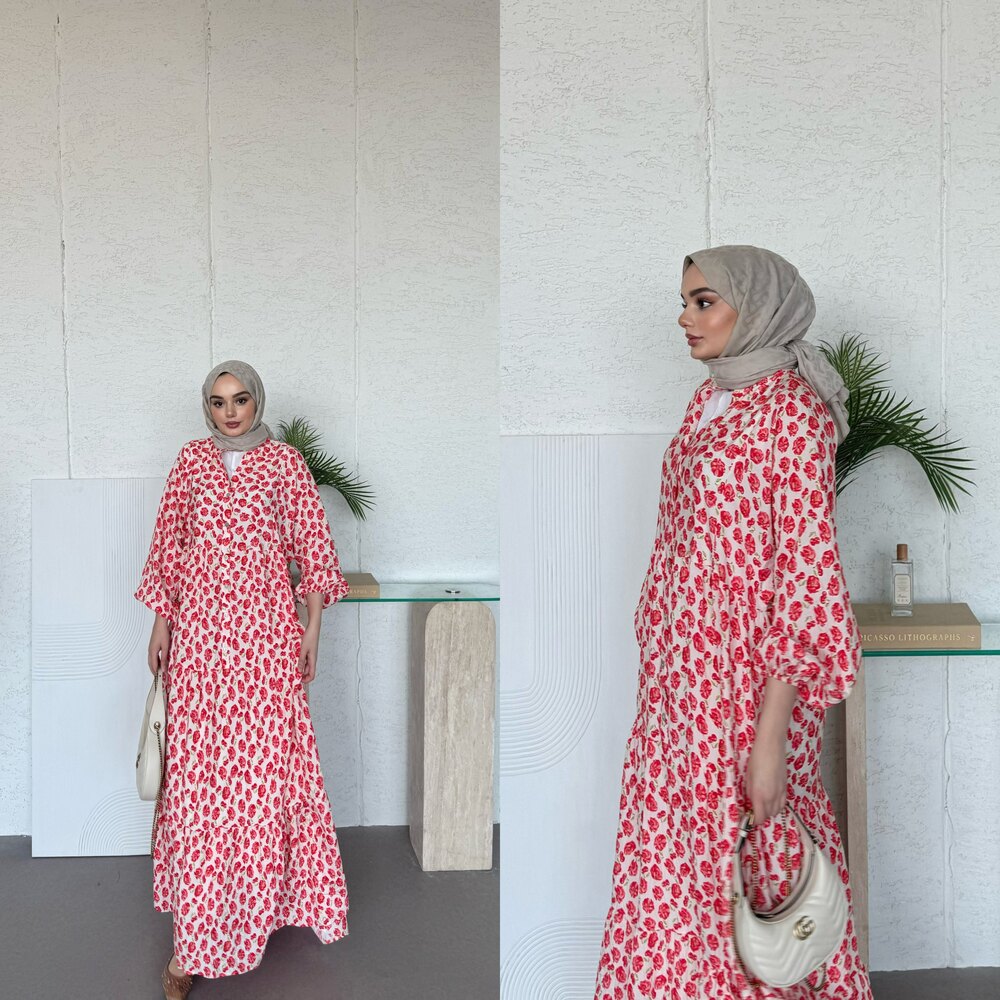 Mania Kiraz Desenli Elbise