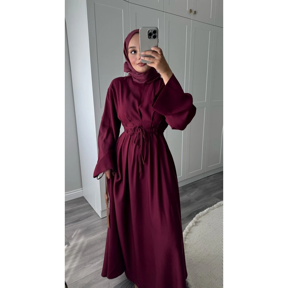 Talia Tensel Elbise Bordo