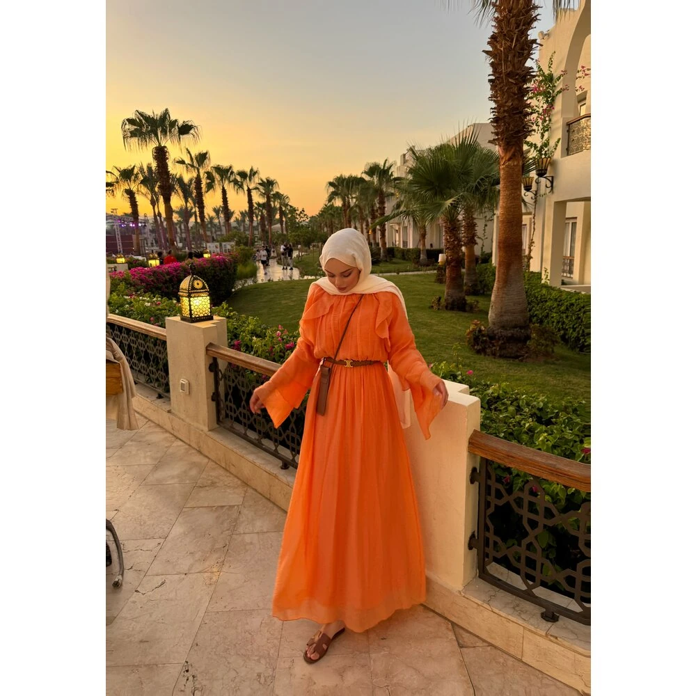 Shane Astarlı Elbise Turuncu