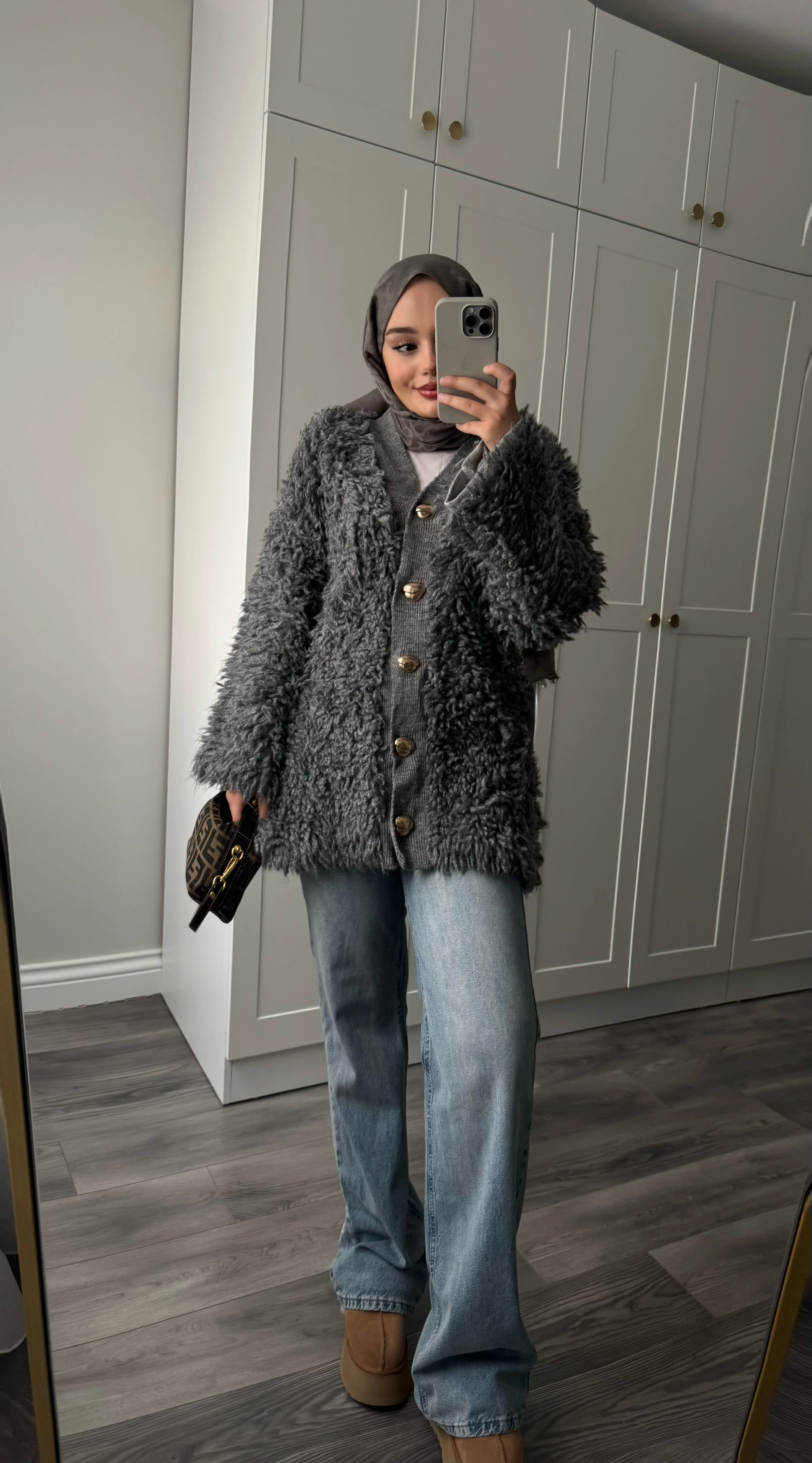 Saçaklı Premium Hırka Gri 